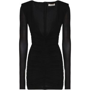 Saint Laurent, Dames, Jurken, Zwart, Maat: S Jersey,
