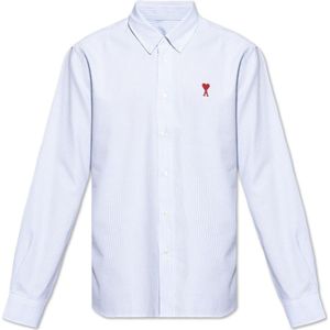 Ami Paris, Heren, Overhemden, Blauw, Maat: S Katoen,