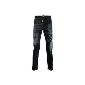Dsquared2 Zwarte Slim-Fit Denim Jeans , Black , Heren , Maat: XL