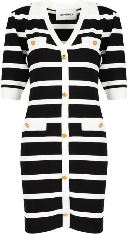 Silvian Heach - Gestreept Mini-jurkje - Veelkleurig - Katoen - V-hals