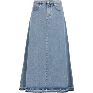Roberto Cavalli - Distressed Denim Rok - Blauw - Halflang - Hoge Taille