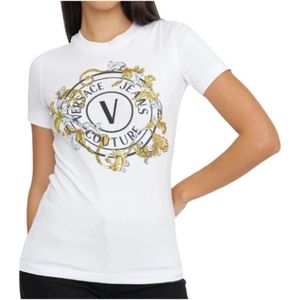 Versace Jeans Couture, Dames, Tops, Wit, Maat: L Katoen,