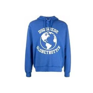 Dsquared2 Blauwe Regular Fit Hoodie Sweatshirt , Blue , Heren , Maat: XL