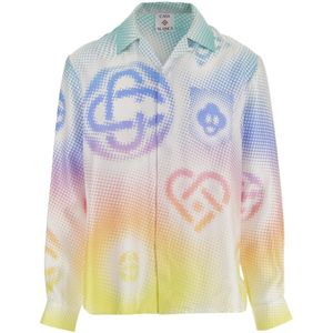 Casablanca, Heren, Overhemden, Veelkleurig, Maat: S Zijde,