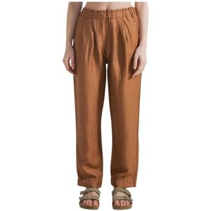 Deha, Dames, Broeken, Bruin, Maat: S Linnen,