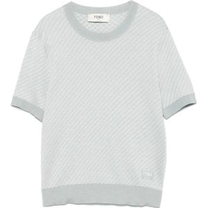 Fendi, Dames, Truien, Grijs, Maat: 2XS Wol,