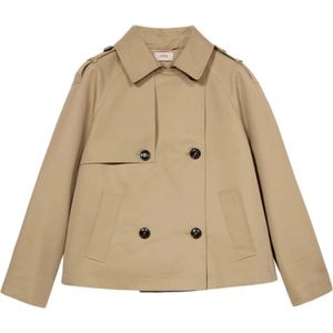 Oltre, Dames, Mantels, Beige, Maat: S Katoen,