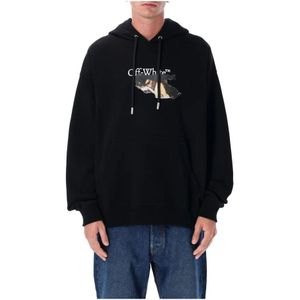 Off White, Heren, Sweatshirts & Hoodies, Zwart, Maat: M Katoen,