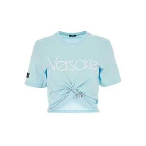 Versace Pastelblauw 1978 Re-Edition T-Shirt , Blue , Dames , Maat: 2XS