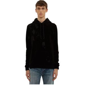 Saint Laurent, Heren, Sweatshirts & Hoodies, Zwart, Maat: L Velours,
