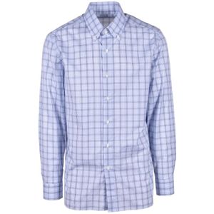 Luigi Borrelli Napoli, Heren, Overhemden, Blauw, Maat: M Katoen,