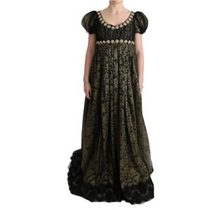 Dolce & Gabbana - Lange Maxi Jurk - Zwart - Geborduurde Madeliefjes