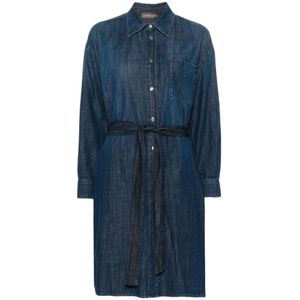 Lorena Antoniazzi, Dames, Jurken, Blauw, Maat: 2XS Denim,
