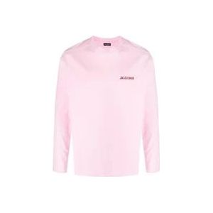 Jacquemus Lange Mouwen Rose Pavane T-shirt , Pink , Heren , Maat: XL