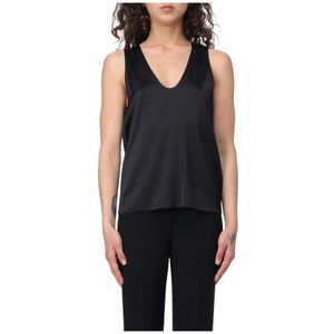 Patrizia Pepe, Dames, Tops, Zwart, Maat: 2XS Zijde,