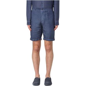 120% Lino, Heren, Korte broeken, Blauw, Maat: S Linnen,