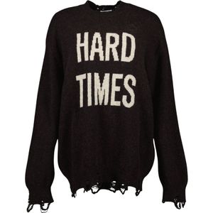 Moschino, Dames, Truien, Bruin, Maat: 3XS Wol,