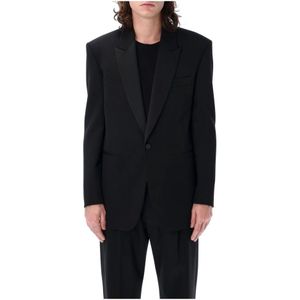 Saint Laurent, Heren, Jassen, Zwart, Maat: XL Wol,