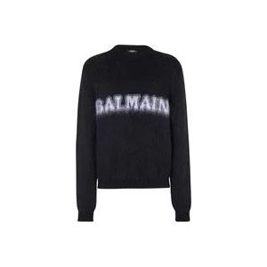 Balmain Zwarte Mohair Trui Aw20 , Black , Heren , Maat: S