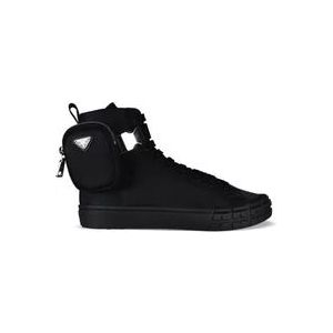Prada Hoge Top Wiel Sneakers , Black , Heren , Maat: 41 1/2 EU