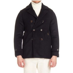 Moorer, Heren, Mantels, Blauw, Maat: 2XL Wol,