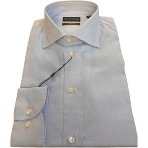 Emporio Armani, Heren, Overhemden, Blauw, Maat: XL Katoen,