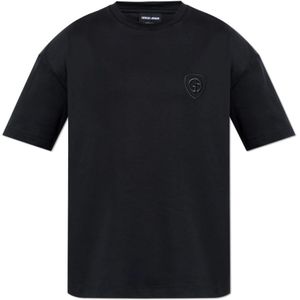 Giorgio Armani, Heren, Tops, Zwart, Maat: M Katoen,