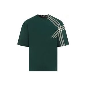 Burberry Groene Katoenen T-shirt Ronde Hals , Green , Heren , Maat: M