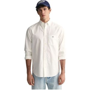 Gant, Heren, Overhemden, Wit, Maat: S Katoen,