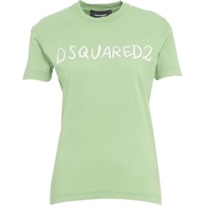 Dsquared2, Dames, Tops, Groen, Maat: 2XS Katoen,