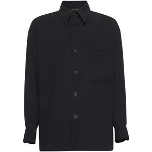 Giorgio Armani, Heren, Overhemden, Blauw, Maat: XL Wol,