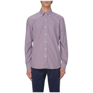 Fay, Heren, Overhemden, Paars, Maat: L Katoen,