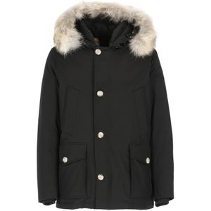 Woolrich Zwarte Parka met Afneembare Bontcapuchon , Black , Heren , Maat: 2XL