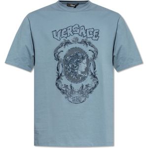 Versace, Heren, Tops, Blauw, Maat: 2XL Katoen,