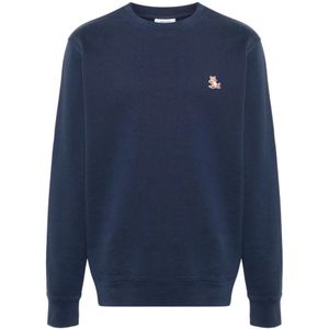 Maison Kitsuné, Heren, Sweatshirts & Hoodies, Blauw, Maat: L Katoen,