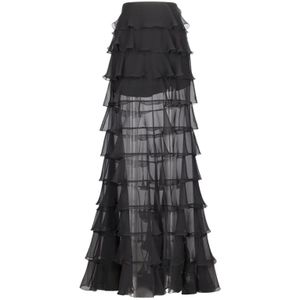 Valentino Garavani, Dames, Rokken, Zwart, Maat: XS Chiffon,