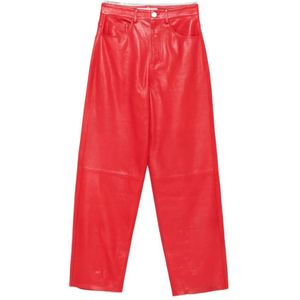 Róhe, Dames, Broeken, Rood, Maat: S Leer,