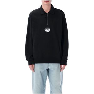 Huf, Heren, Tops, Zwart, Maat: M Katoen,