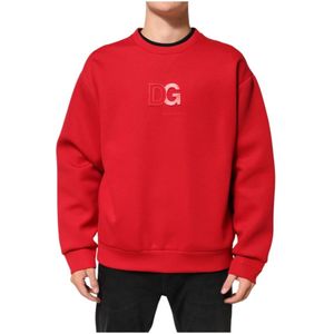 Dolce & Gabbana, Heren, Sweatshirts & Hoodies, Rood, Maat: XL Katoen,