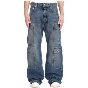 Rick Owens, Heren, Jeans, Blauw, Maat: W32 Katoen,