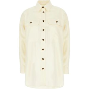 Weekend Max Mara, Dames, Blouses & Shirts, Beige, Maat: S Katoen,