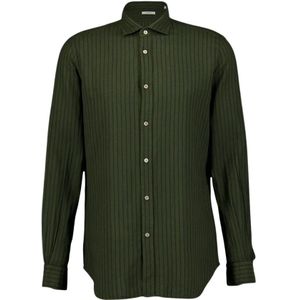 Boglioli, Heren, Overhemden, Groen, Maat: M Linnen,