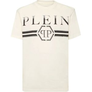 Philipp Plein, Heren, Tops, Beige, Maat: XL Katoen,