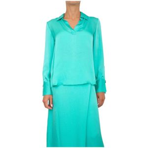 Twinset, Dames, Blouses & Shirts, Blauw, Maat: XS Viscose,