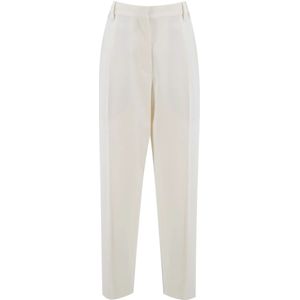 Brunello Cucinelli, Dames, Broeken, Wit, Maat: S Katoen,