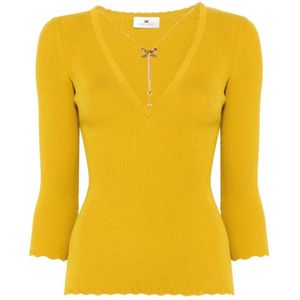 Elisabetta Franchi, Dames, Truien, Geel, Maat: L