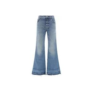 Chloé Blauwe Jeans met Franje Afwerking en Hoge Taille , Blue , Dames , Maat: W28