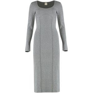 Calvin Klein - Tech Knit Slim Midi Jurk - Grijs - Dames