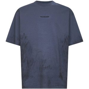 Balenciaga, Heren, Tops, Blauw, Maat: S Katoen,