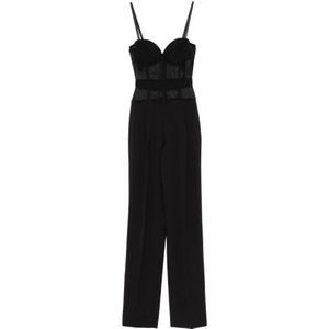 Elisabetta Franchi, Dames, Jumpsuits & Playsuits, Zwart, Maat: M Jersey,